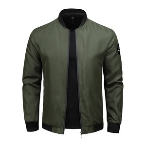 Automne hommes Bomber veste nouvelle mode Slim Fit Baseball manteau de haute qualité noir coupe-vent tissé tissu vêtements d'extérieur - Product Image 3