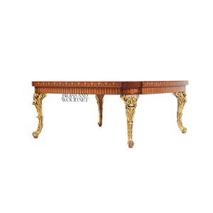 Mesa de Centro de Lujo con Marquetería Cuadrada, Incrustaciones de Madera Intrincadas, Patas Talladas en Oro Elegantes y Diseño Europeo Clásico - Product Image 3