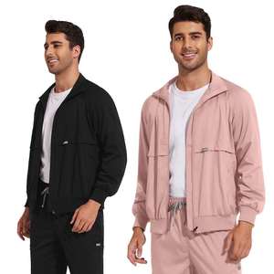 new Mens Medical Scrub <b>Jacket</b> <b>Lightweight</b> Stretch Zip Up Medical Uniform Top - Product Image 1