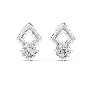 Boucles d'oreilles pendantes en or blanc 14 carats avec diamants de laboratoire |   Plaqué or |   Boucles d'oreilles pour tous les jours et pour les anniversaires de mariage - Product Image 1