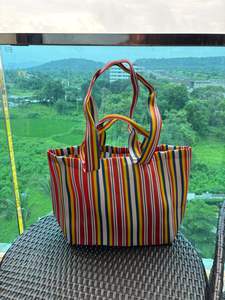 Bolsa de Compras de Nailon Reciclado con Cierre Reutilizable, Personalizable, Ecológica, con Rayas y Logotipo Personalizado, Bolsas de Playa de Alta Calidad - Product Image 4