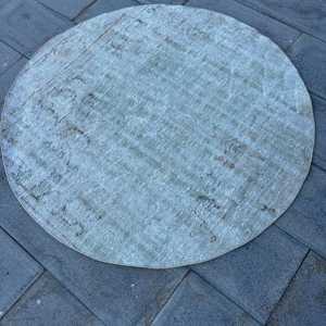 Alfombra Turca Vintage, Alfombra Decorativa de 4.3x4.3 pies, Alfombra Azul con Diseño Floral - Product Image 4