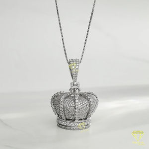 Colgante de corona Iced Out VVS Lab Grown Diamond Jewelry Luxury Hip Hop Pendant 925 Sterling Silver Declaración - Product Image 5