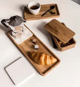 Nouveauté 2024 plateau de service en bois avec pièce en marbre décoration de mariage hôtel bar décor à la maison - Product Image 5