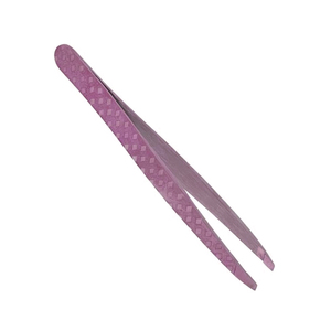 Pinces à épiler pour sourcils de couleur rose, revêtement papier, pointe inclinée, outils de maquillage pour sourcils, pour usage domestique et en salon - Product Image 1