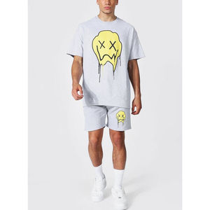 Conjunto de 2 piezas de gran tamaño unisex de verano, camiseta informal de manga corta y pantalones cortos, ropa deportiva teñida con lazo para hombres - Product Image 1