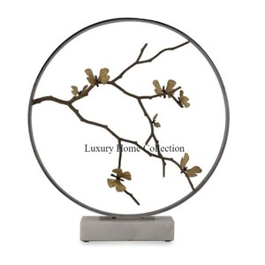 Escultura creativa de Metal de forma redonda de diseño Floral y estatua decorativa de escritorio de oficina de mesa con forma rectangular de Base de mármol - Product Image 1