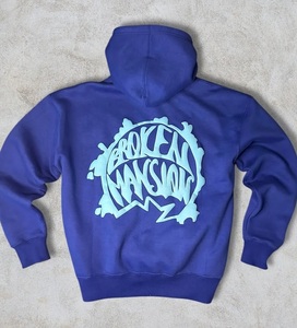 เสื้อฮู้ดผ้าฝ้าย100% สั่งทำลายสีทึบปกคอเสื้อเสื้อผ้าดิบปักลาย3D สไตล์ฤดูร้อนแบบลำลอง - Product Image 4