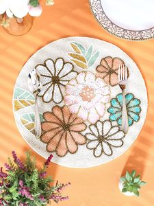 Vintage Design 100% Handmade Eco-Friendly Customizable Beaded Placemat for Home Hotel Wedding Party Durable <b>Seed</b> Bead Table <b>Mat</b> - Product Image 4