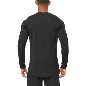 T-shirt à manches longues en coton personnalisé pour homme, uni, coupe ajustée, fabriqué par Fitness Concepts - Product Image 2