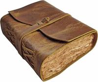 Carnet de notes en cuir fait main à bords festonnés, reliure cousue, format moyen, pages vierges, idéal pour le journal quotidien ou comme cadeau