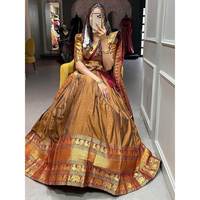 Magnifique Lehenga en coton Zari moutarde avec ceinture, semi-cousu, taille personnalisée pour les vêtements de mariage