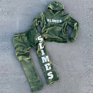 ชุดวอร์มทรงโอเวอร์ไซส์สไตล์สตรีทแวร์ ลวดลายพิมพ์แบบฟอกสี ผลิตตามสั่ง (OEM) สำหรับผู้ชาย ทรงขาบาน ผ้าฝ้าย 100% รับผลิตจำนวนมาก ปรับแต่งได้ - Product Image 3