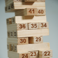 Genga Classic Set de blocs en bois fabriqués à la main pour les enfants et les familles Jeu d'empilage et d'équilibrage avec dés