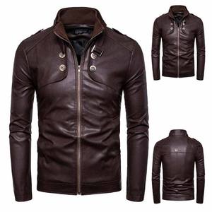 Veste en cuir pour hommes de grande taille conçue sur mesure coupe ajustée de qualité avec col montant matériau de toile élégant à la mode - Product Image 4