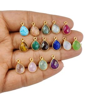 Gemstone Pear Pendant Natural Crystal 10x8mm Size Pear Briolette Cut 925 Sterling <b>Silver</b> Gold Vermeil Bezel Set Pendant <b>Charms</b> - Product Image 6