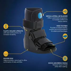Orthèse de soutien de cheville de récupération de chirurgie de compression courte noire botte orthopédique CAM Air Walker pour les fractures de la cheville et le pied cassé - Product Image 5