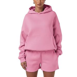 Nouvel ensemble décontracté femme automne-hiver : sweat à capuche et short en polaire personnalisable avec logo – Tenues chaudes pour femme 2026 - Product Image 4