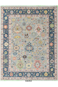 8x10 tapis moderne Oushak nouvellement conçu noué à la main en laine de nouvelle-zélande motif floral grand rectangle pour salon extérieur - Product Image 2