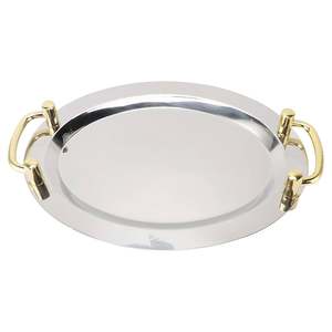 Plateau de service pour collations de table au design élégant, en métal martelé doré avec poignée, pour la maison, les accessoires d'hôtel, les fournitures - Product Image 3