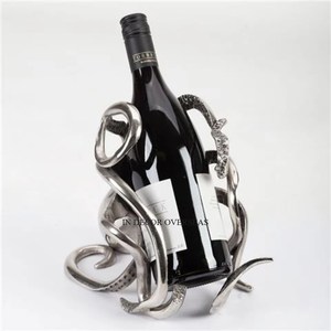 Meilleure vente Support de bouteille de vin de concepteur de pieuvre en aluminium poli brillant de finition de couleur argentée fournitures décoratives de support - Product Image 1