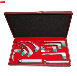 Fiberoptic laryngoscope 2 xử lý tiêu chuẩn pin-ánh sáng với hộp 9 lưỡi <span class=keywords><strong>Mac</strong></span> Miller lưỡi Đức chất lượng công cụ y tế nhà sản xuất - Product Image 1