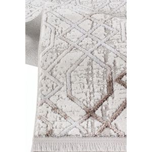 Alfombra tejida acrílica moderna Nora Comfort 7332, estilo rectangular hecho a máquina, pila mediana, flecos rectos, Bey - Product Image 5