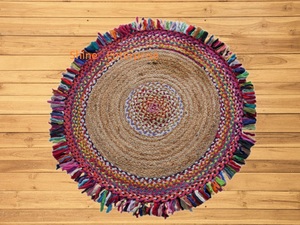 Alfombrillas de yute trenzadas a mano ecológicas de primera calidad, verde claro Natural con bordes para sala de estar, pasillo, alfombras y juegos - Product Image 2