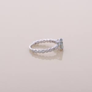 IGI Certified Oval Cut Green Lab Grown Diamond Bezel Halo Engagement/Wedding Ring in <b>Solid</b> 925 Sterling <b>Silver</b> - Product Image 3