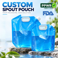 Sac souple pliable portable de 1L, 3L, 5L, imprimé sur mesure, de qualité alimentaire, pour eau, liquides, aliments, boissons, bière, avec bec verseur