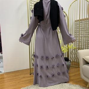 2023 Dubai Muslim Women's Linen Abaya Satin Lined Ramadan Eid Caftan with <b>Printed</b> Hijab Dress Open Front Kaftan <b>Islam</b> Clothing - Product Image 5