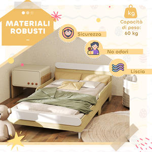 AIYAPLAY Cama Infantil 3-10 Años Baja con Rieles Laterales Altos, Madera, 194,8x103x60,5 cm, Color Blanco y Madera - Product Image 6