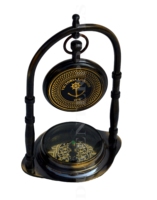 Horloge de table ronde nautique Victoria London 1876, artisanat en laiton antique, montre de poche intégrée, boussole, nickelé noir