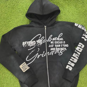 เสื้อฮู้ดมีซิปโอเวอร์ไซส์สำหรับผู้ชายเสื้อฮู้ดมีซิปปักลายสำหรับฤดูใบไม้ผลิ - Product Image 1