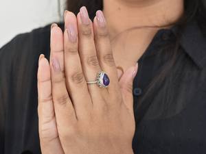 แหวนพลอยอเมทิสต์ลายลูกแพร์925เงินสเตอร์ลิงเครื่องประดับแฮนด์เมดจำนวนมากขายส่ง - Product Image 2