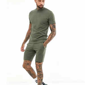 Novedad de verano, conjuntos de pantalones cortos informales para hombre, camiseta transpirable de manga corta, pantalones cortos, conjunto sólido, ropa de marca para hombre, conjuntos de 2 piezas - Product Image 2