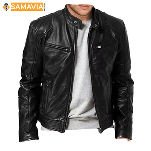Chaqueta forrada de lana a prueba de viento con capucha de invierno de cuero genuino de calle para hombre, elegante tela de estambre teñida Lisa OEM - Product Image 6