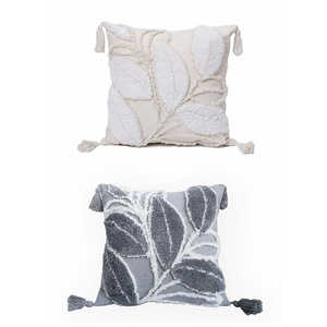 Funda de Cojín de Algodón con Estampado de Hojas y Flores, 18''x18'', Decorativa y Portátil para Sala de Estar o Auto - Product Image 4