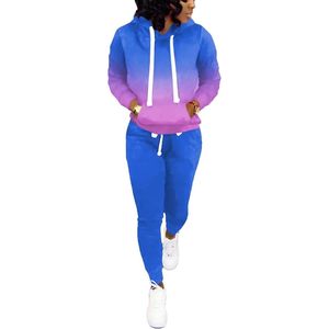Survêtement à séchage rapide pour femmes pour l'extérieur Design personnalisé Ensemble de vêtements décontractés en deux pièces Ensemble de survêtement à capuche avec pantalon à cordon de serrage - Product Image 4