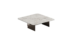 Mesa de Centro Moderna de Cerámica Cuadrada con Superficie de Textura de Mármol y Base de Metal para Sala de Estar - Product Image 5