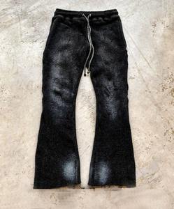 Custom Mohair Pants Black Unisex High Quality Knitted <b>Men</b> Flare Baggy Sweat Pants Mohair Flared Sweatpants - Product Image 1