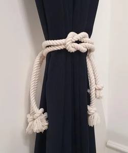 Attache de rideau .. Corde en coton blanc avec nœud carré - Product Image 4