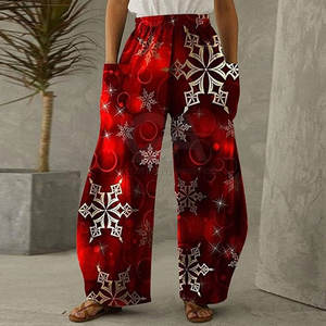 Pantalones de Mujer de Alta Calidad, Estilo Urbano, Holgados, Ropa de Moda al por Mayor, Pantalones Navideños, Pantalones de Año Nuevo para Mujer - Product Image 1