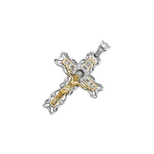 Classic Fashionable 14K Two Tone Gold Plated <b>Crucifix</b> Pendant Religious Christian Jewelry CZ Diamond Zircon Alloy for Children - Product Image 2