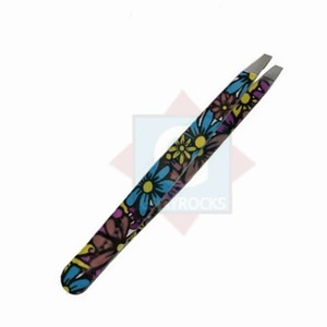 Pinzas de cejas inclinadas de calidad superior Pinzas de cejas con logotipo personalizado de acero inoxidable - Product Image 2