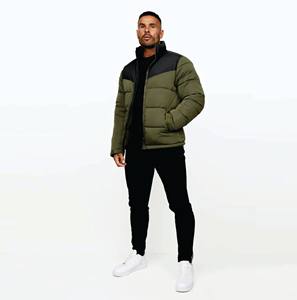 100% Polyester Full Zip Doublure Rembourrée Noir/Kaki hommes Resolute Puffer Coat avec 2 Poches Avant - Product Image 1
