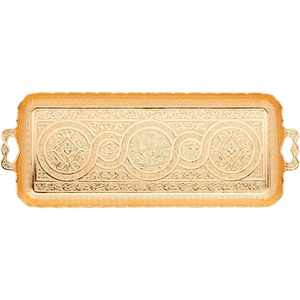 Metal Casted Golden Elegant and Durable Metal Serving <b>Tray</b> Perfect for Serving <b>Drinks</b> Snacks and Stylish Decor - Product Image 1
