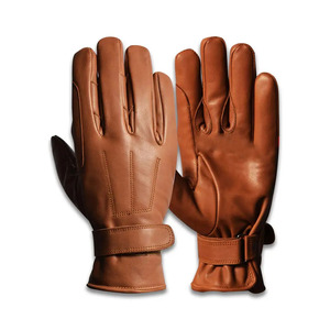 ถุงมือหนังแกะแท้แฟชั่นสตรี ถุงมือถักแบบมีระบายที่ข้อมือ สีดำ ถุงมือสำหรับผู้ชาย - Product Image 6