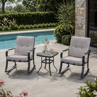 Ensemble de salon de jardin moderne en 3 pièces, fauteuil à bascule, table basse et chaises, ensemble de canapé à bascule d'extérieur
