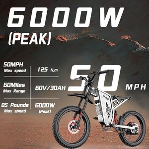 Moto elettrica per adulti, X2Pro elettrico Dirt Bike 6000W motore 60V/30Ah batteria, 50mph/70 miglia Off Road bicicletta elettrica - Product Image 4